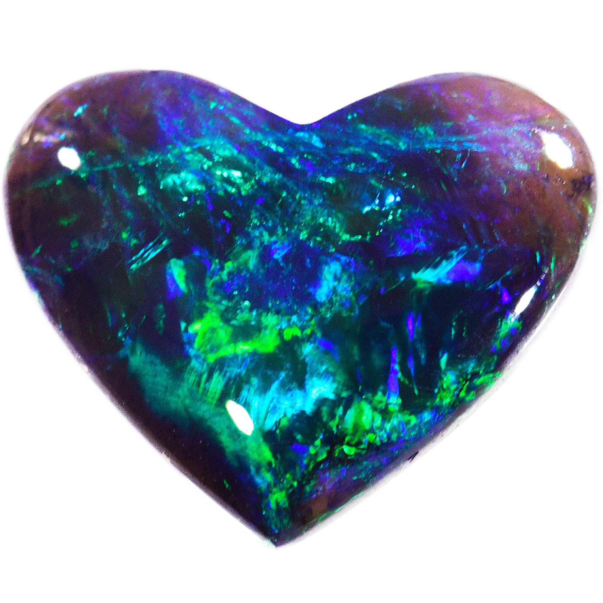 Love Heart shape Green Flash Black Opal 1.89 ct – Opal Galaxy