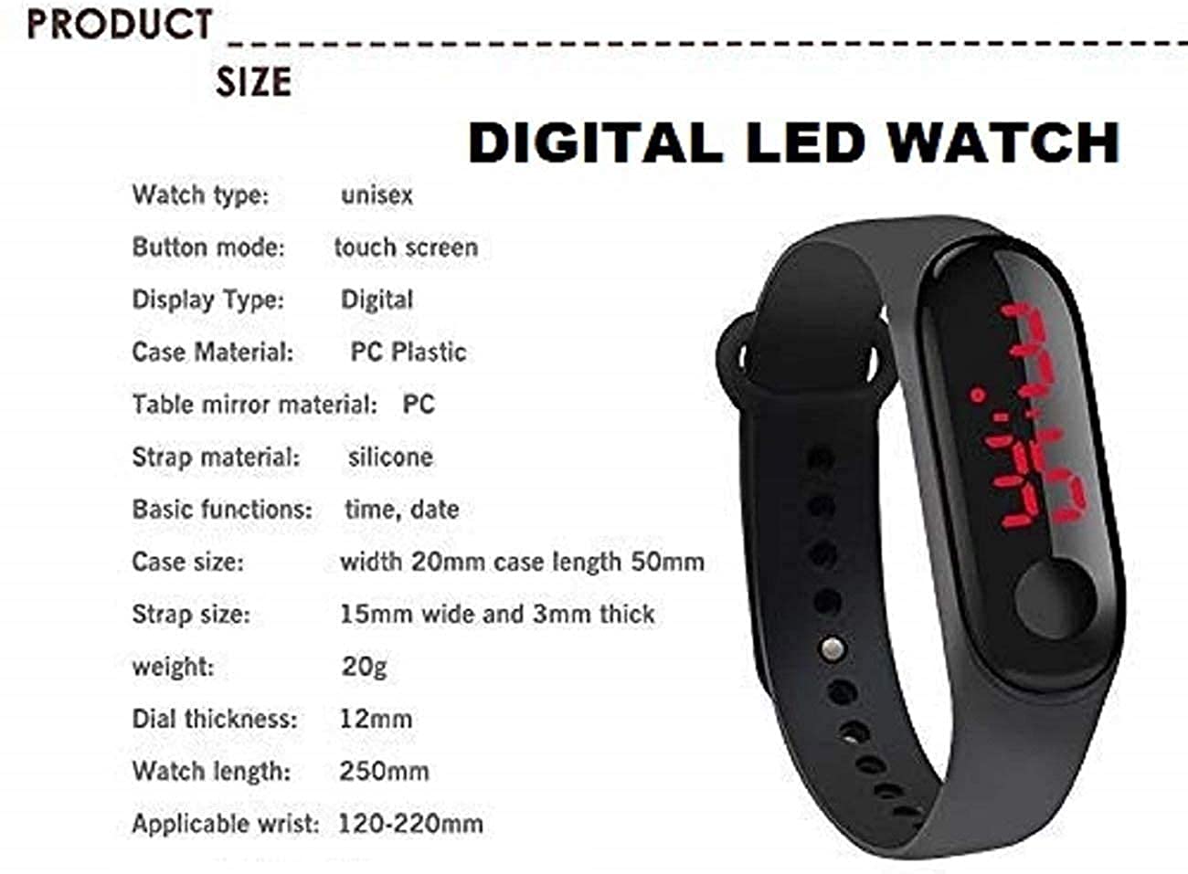 Emartos Digital Led Band Watch for Boys & Girls ( Black Color )