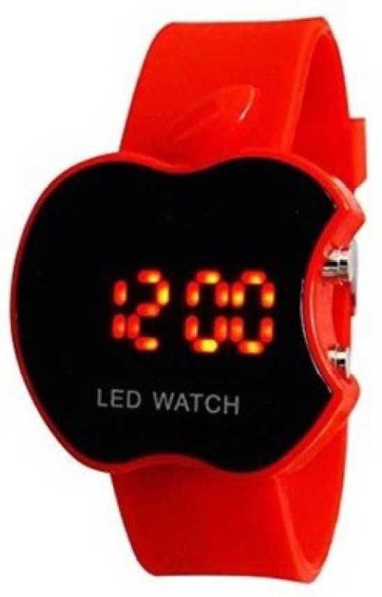 Emartos LED Apple shape Band Watch Style/Look Digital Sports Watch with Date for Boys/Girls( Red)