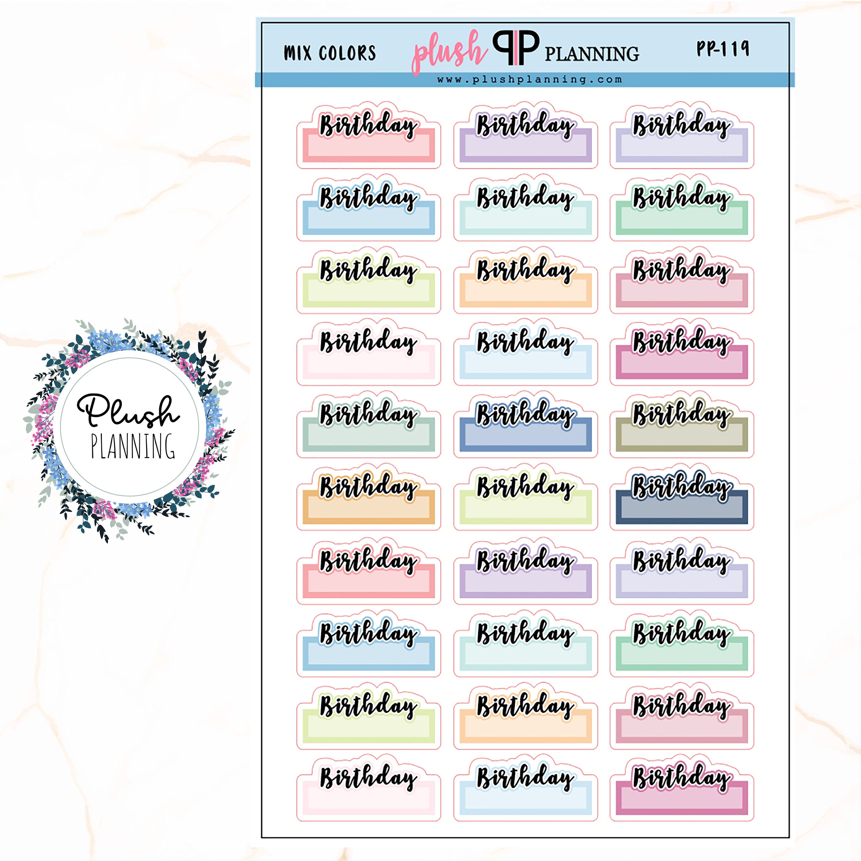Birthday Foiled Script Stickers - Bullet Journal Stickers – Get Sheet Done