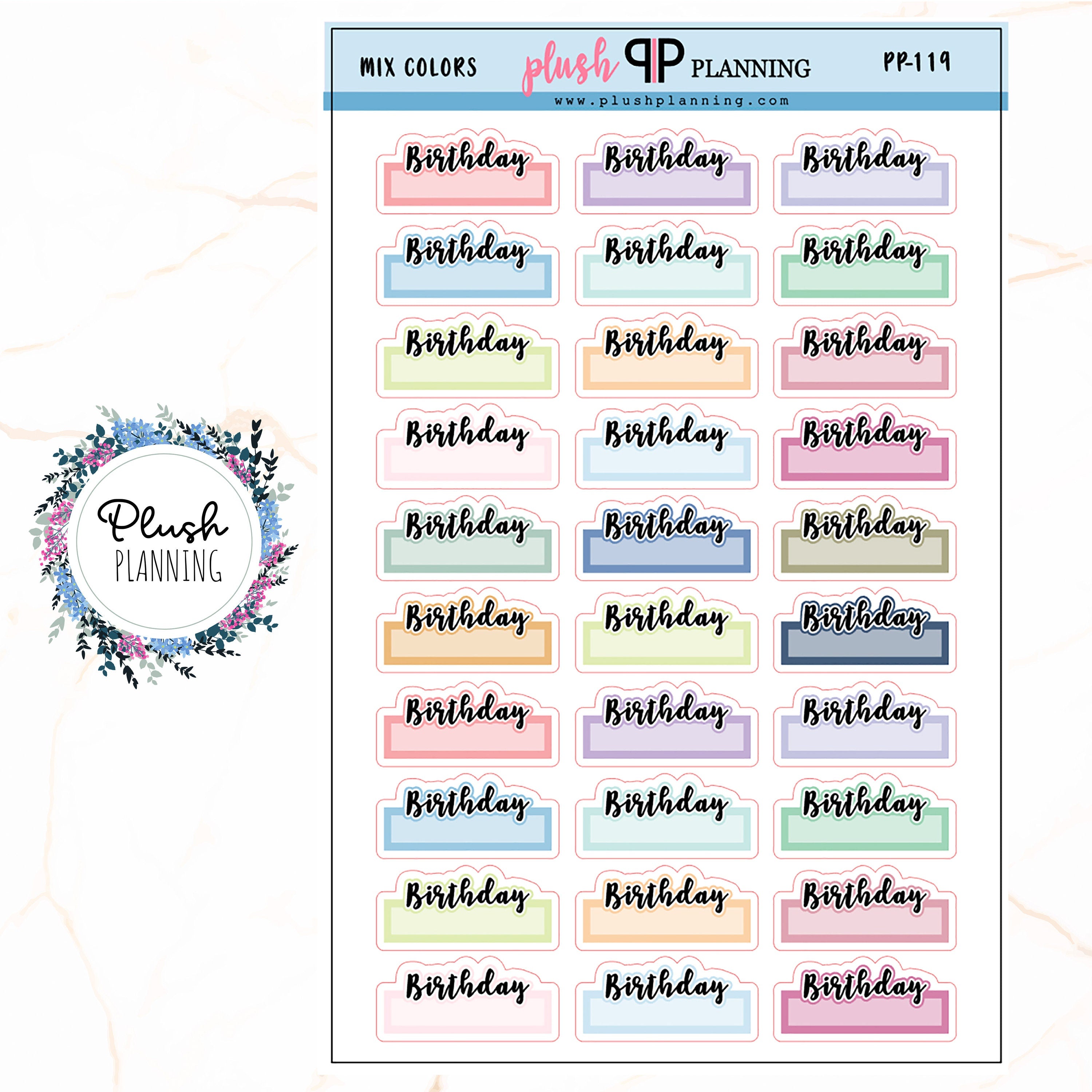 Birthday Planner Stickers 105 / Planner Stickers / Journal