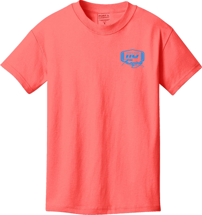 110 RACING // NEON CORAL BEACHED TEE YOUTH