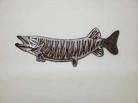 Muskie fish Metal art wall decor by Beamish Metal works