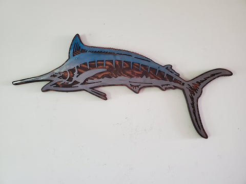 Man cave fish wall art on rustic stained wood background