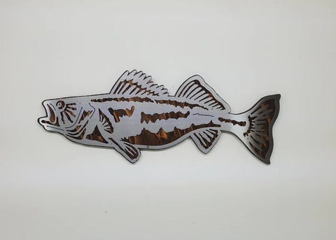 Walleye fish replication metal wall art