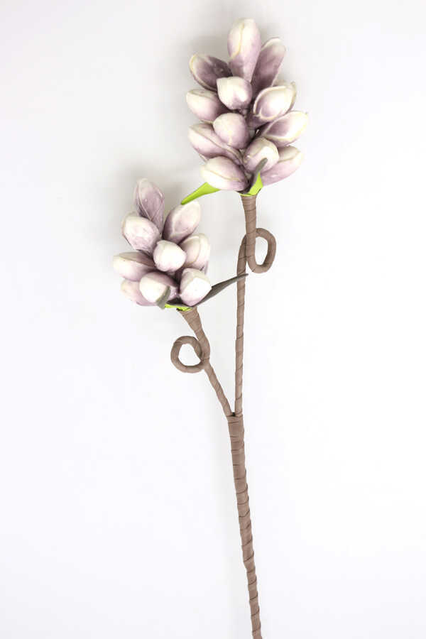 Exclusive Yapay Çiçek Ara Dal Lateks Enginar 100 cm Mor-Beyaz