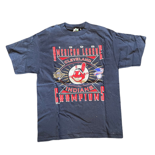 Vintage 1995 Cleveland Indians American League Champion Shirt