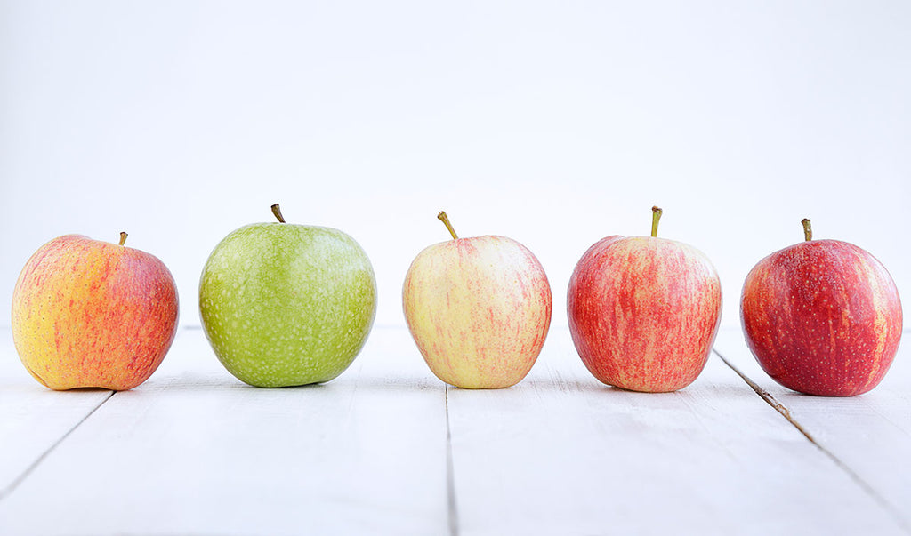 Line up of apple varieties