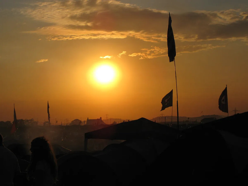 Sunset at Glastonbury Campsite