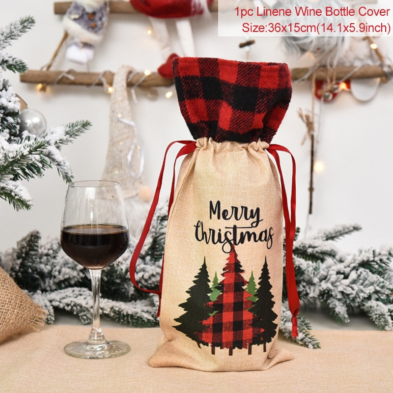 Christmas Gift Christmas Decorations for Home Santa Claus Wine Bottle Cover Snowman Stocking Holders Christmas Gift Navidad Decor New Year