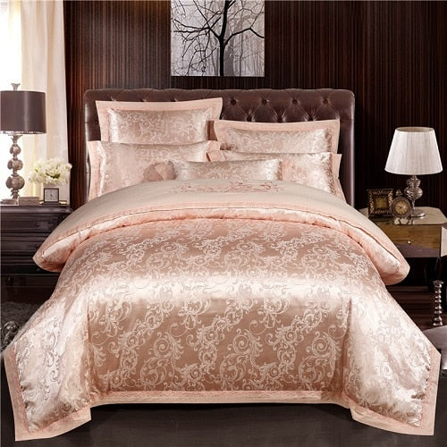 Cotton Flat/Bed sheet Fitted sheet Luxury Satin Jacquard Duvet Cover Queen King Bedding Set Bed set parure de lit ropa de cama