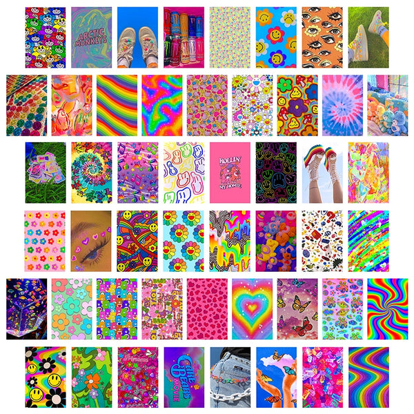 Back To College 50Pcs Bright Aesthetic Picture for Wall Collage Kits W ...