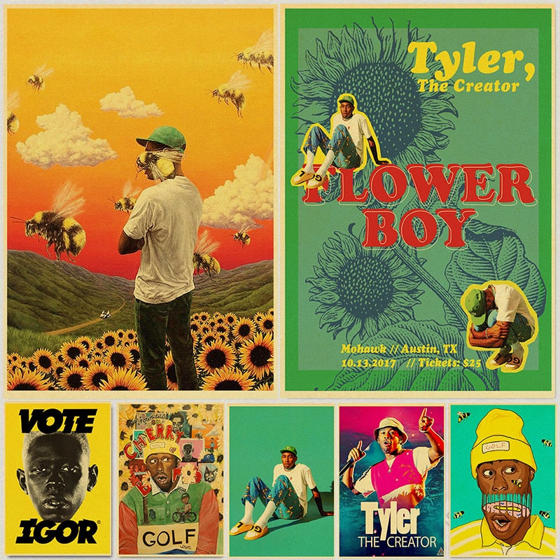 Tyler The Creator Flower Boy Band Music Cover Hip Hop Rapper Retro Pos ...