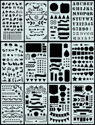 Metal Stencils, 4PCS Bookmark Stencil Cartoon Pattern Templates Metal Ruler  Drawing Set for DIY Engraving Painting Journals Supplies