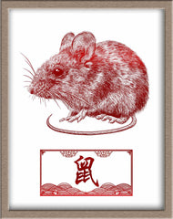 chinese zodiac animal year red egg ginger party art print gift ideas rat