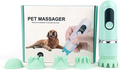 Pet Dog Cat Massager, Scalp Head Legs Full Body Stress Relax Electric Massager with 3 Modes and 5 Massage Grasp Heads, Muscles Mini Automatic Massager Equipped Power Display Waterproof