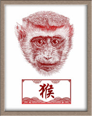 chinese zodiac animal year red egg ginger party art print gift ideas monkey