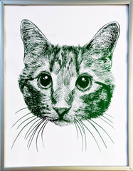 custom cat portrait cute handmade personalized drawing art print
