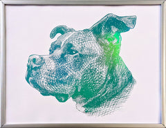 custom pet portrait personalized handmade drawing illustration dog cute pitbull