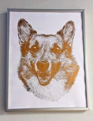 custom pet portrait art artwork handmade drawing personalized dog corgi