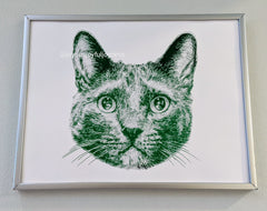 custom pet portrait handmade drawing art artwork personalized print cat