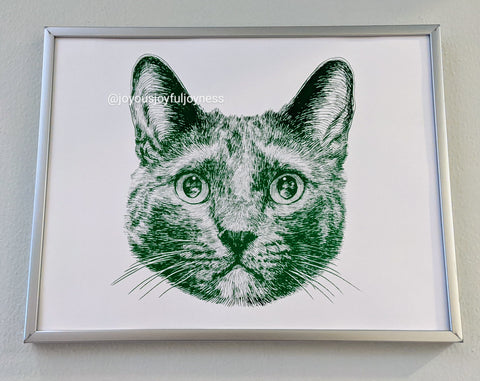 cat custom pet portrait drawing handmade personalized kitty