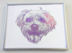 handmade custom pet portrait dog drawing cute happy