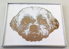 shih tzu dog custom print foil handmade drawing pet portrait