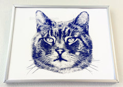 custom pet portrait handmade drawing art artwork personalized print cat