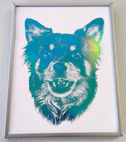happy dog custom pet portrait drawing handmade art