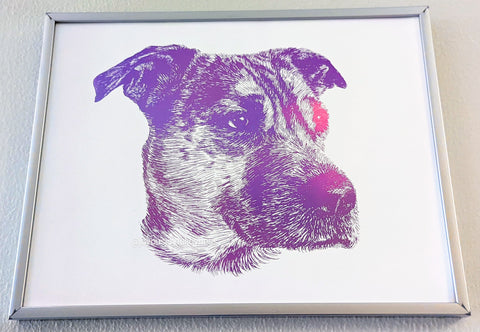 custom pet portrait handmade drawing art artwork personalized print dog