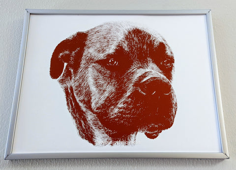 cute dog custom pet portrait handmade drawing boxer 