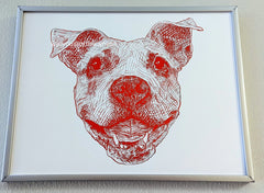 custom pet portrait cute handmade personalized art print dog pit bull