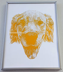 cute dog custom pet portrait handmade drawing golden retriever