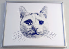 cat custom pet portrait drawing handmade personalized kitty