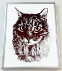 cat custom portrait cute handmade drawing personalized art artwork artist maine coon