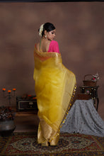 Load image into Gallery viewer, Yellow Pure Kora Silk Handloom Banarasi Khadwa Border Saree
