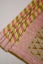 Load image into Gallery viewer, Yellow and Pink Chiffon Georgette Handloom Saree
