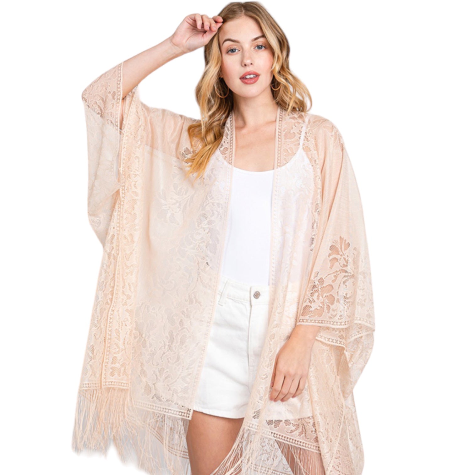 70192 Sheer Floral Kimono