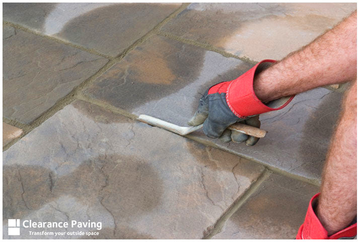 Finish pointing slabs and allow to dry before using