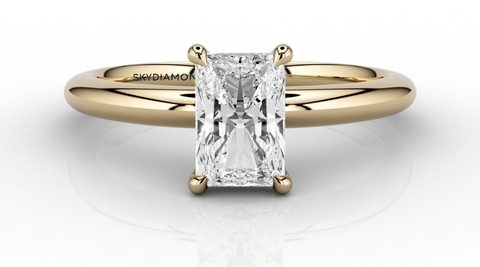 Radiant cut engagement ring.