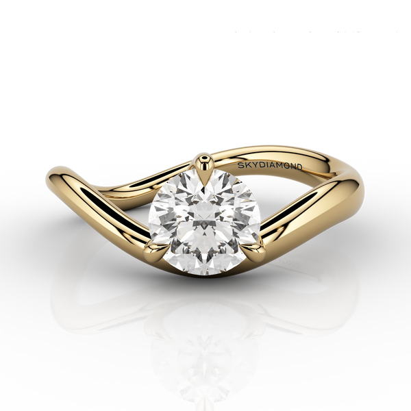 Onda 0.91ct Liquid Silver Round Brilliant Wave Ring in 18ct Yellow Gold