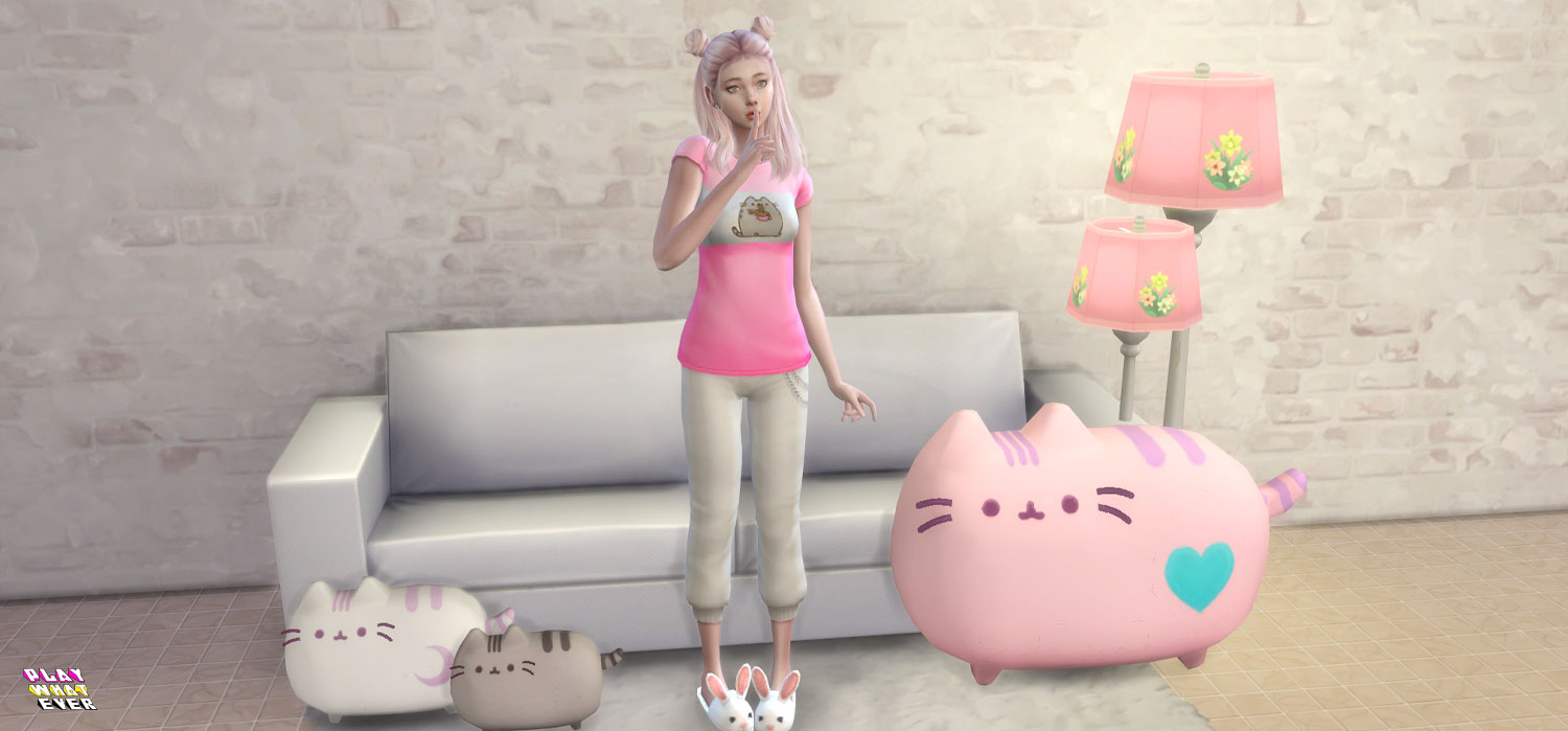 PlayWhatever Sims 4 CC Pusheen Shirt