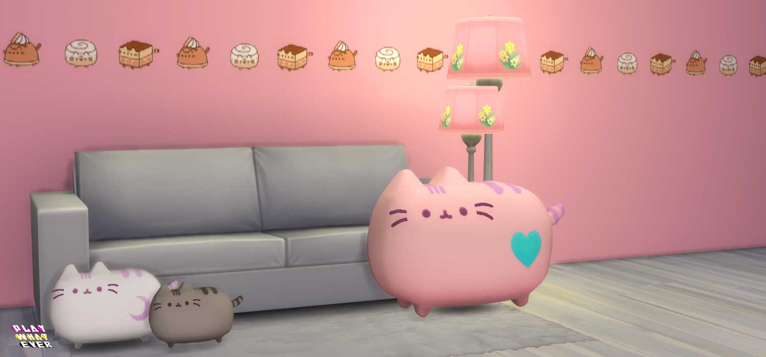PlayWhatever Sims 4 CC Pusheen the Cat Wallpaper