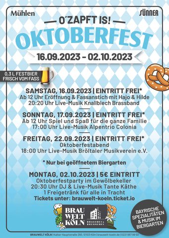 Oktoberfest Programm in der Brauwelt Köln mit Knallblech, Alpentrio Colonia und Tante Käthe