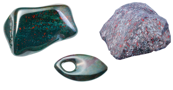 bloodstone tumbles, raw and shaped