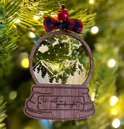 PNW Bigfoot Snow Globe Christmas Ornament – String Art by Kaly