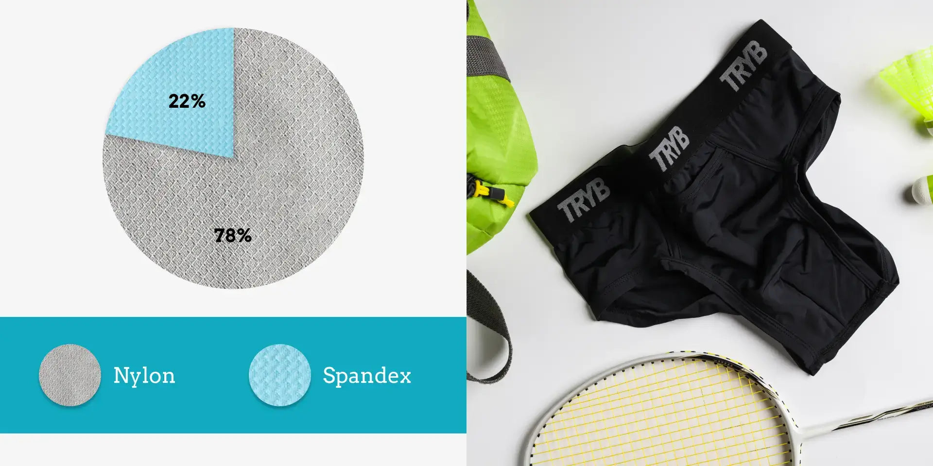 TRYB Mens Underwear - 4-activ-brief Nylon - Spadex