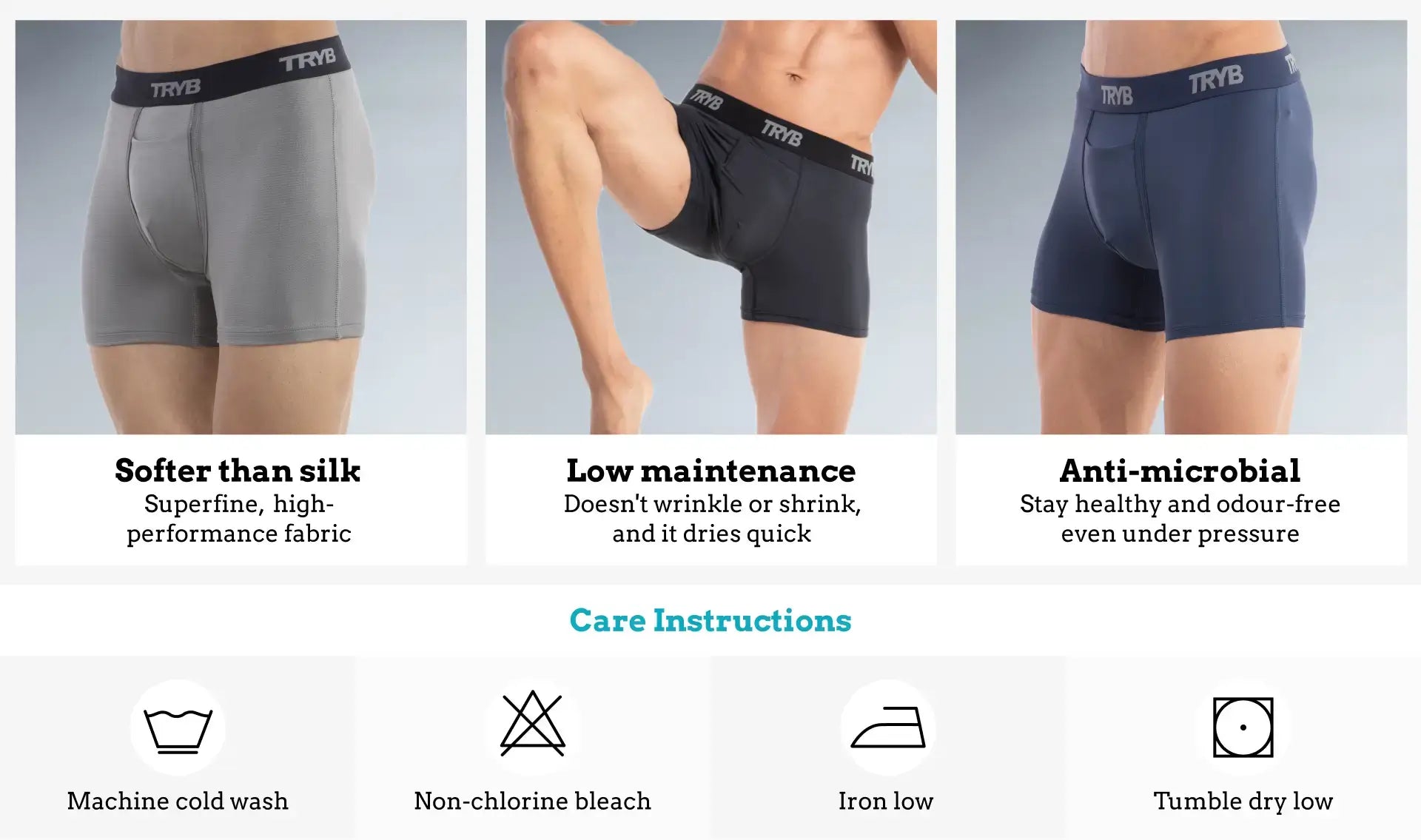 TRYB Mens Underwear - Features & Care Instructions