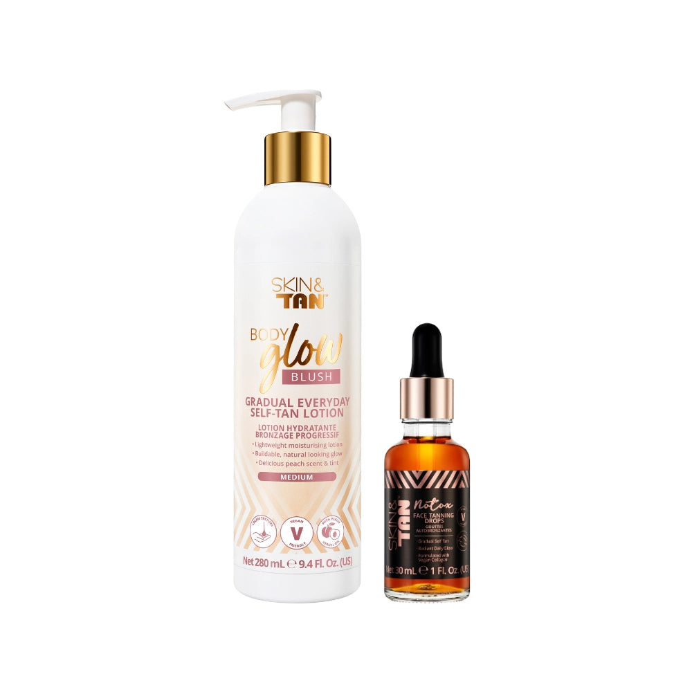 Skin & Tan Gradual Glow Bundle In Blush Best Gradual Tan + Best Tanning Drops Best Fake Tan For Beginners Best Tan For Fair Skin